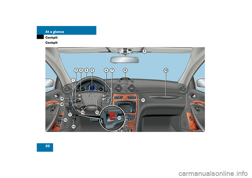 MERCEDES-BENZ CLK320 COUPE 2003 C209 Owners Manual 20 At a glanceCockpit
Cockpit 