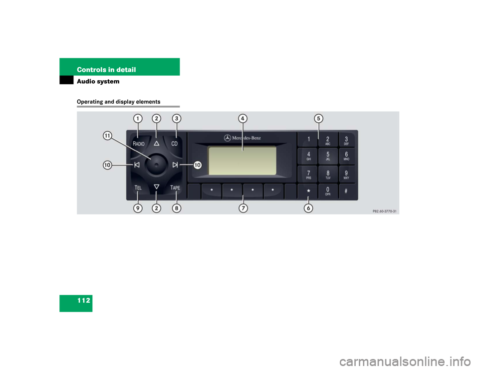 MERCEDES-BENZ SLK32AMG 2004 R171 Owners Manual 112 Controls in detailAudio systemOperating and display elements 