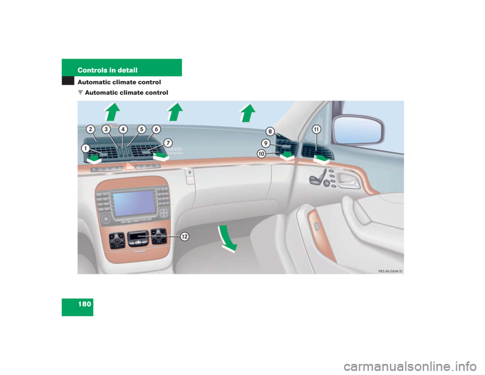 MERCEDES-BENZ S430 2004 W220 Owners Manual 180 Controls in detailAutomatic climate control
Automatic climate control 