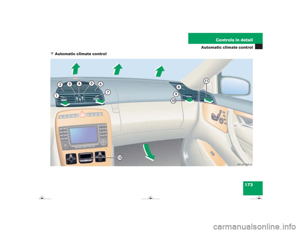 MERCEDES-BENZ CL600 2004 C215 Owners Manual 173 Controls in detail
Automatic climate control
Automatic climate control 