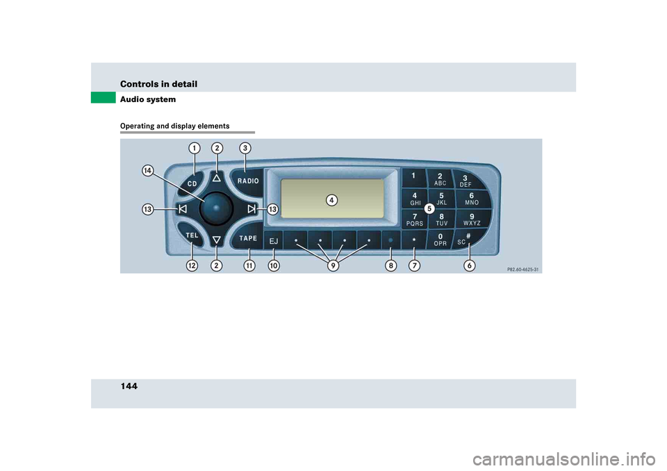 MERCEDES-BENZ SLR 2005 R199 Owners Manual 144 Controls in detailAudio systemOperating and display elements 