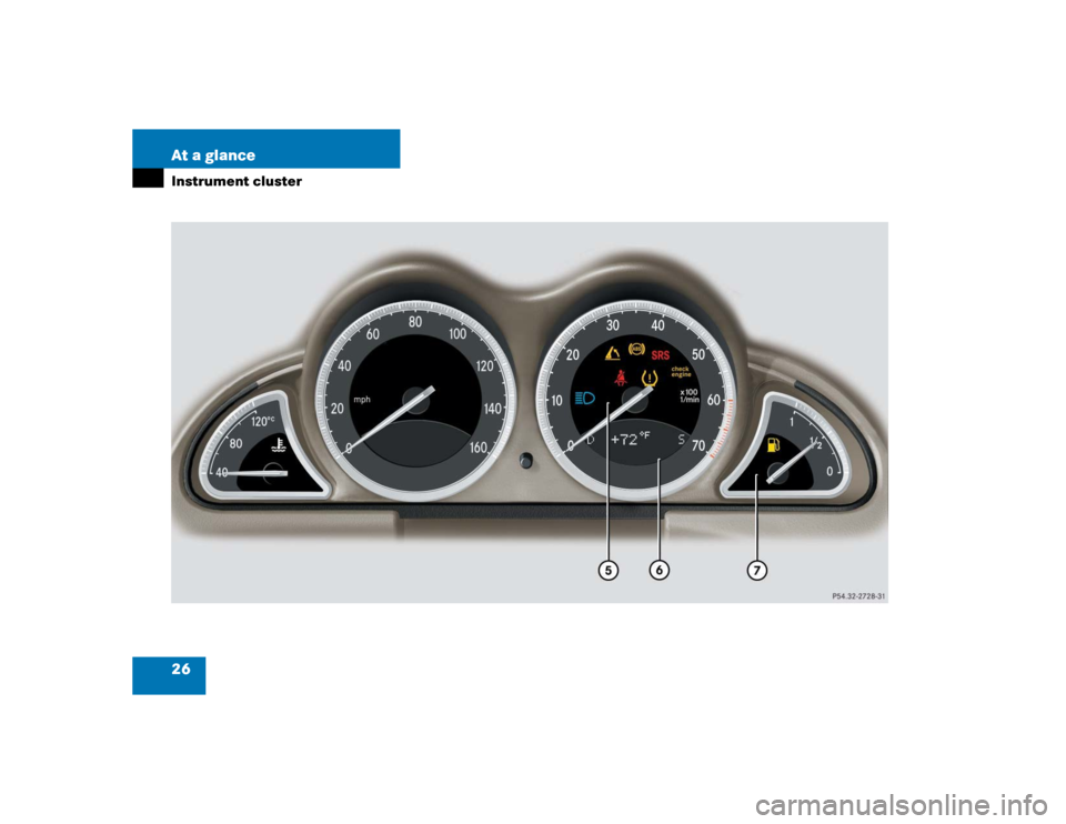 MERCEDES-BENZ SL600 2005 R230 Owners Manual 26 At a glanceInstrument cluster 