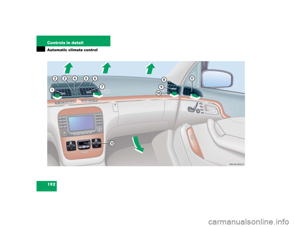 MERCEDES-BENZ S55AMG 2005 W220 Owners Manual 192 Controls in detailAutomatic climate control 