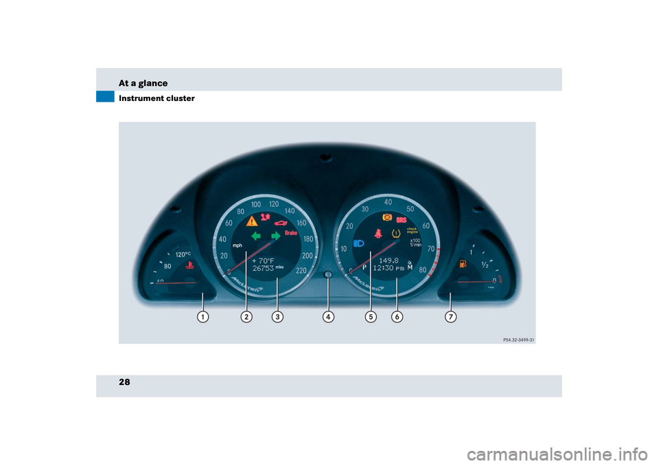 MERCEDES-BENZ SLR 2006 R199 Owners Manual 28 At a glanceInstrument cluster 