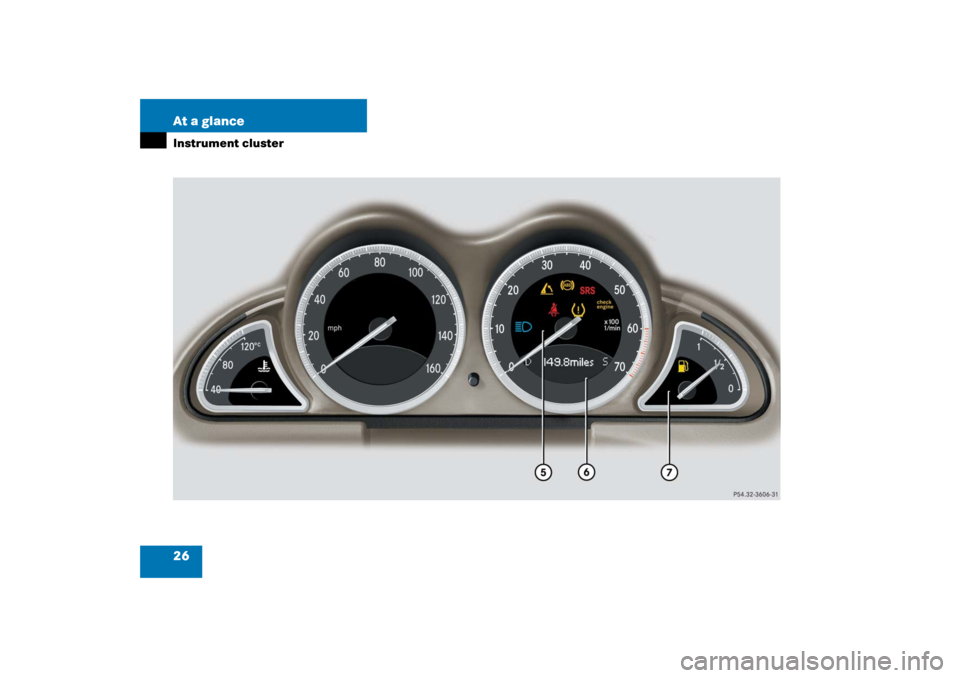 MERCEDES-BENZ SL600 2006 R230 Owners Manual 26 At a glanceInstrument cluster 