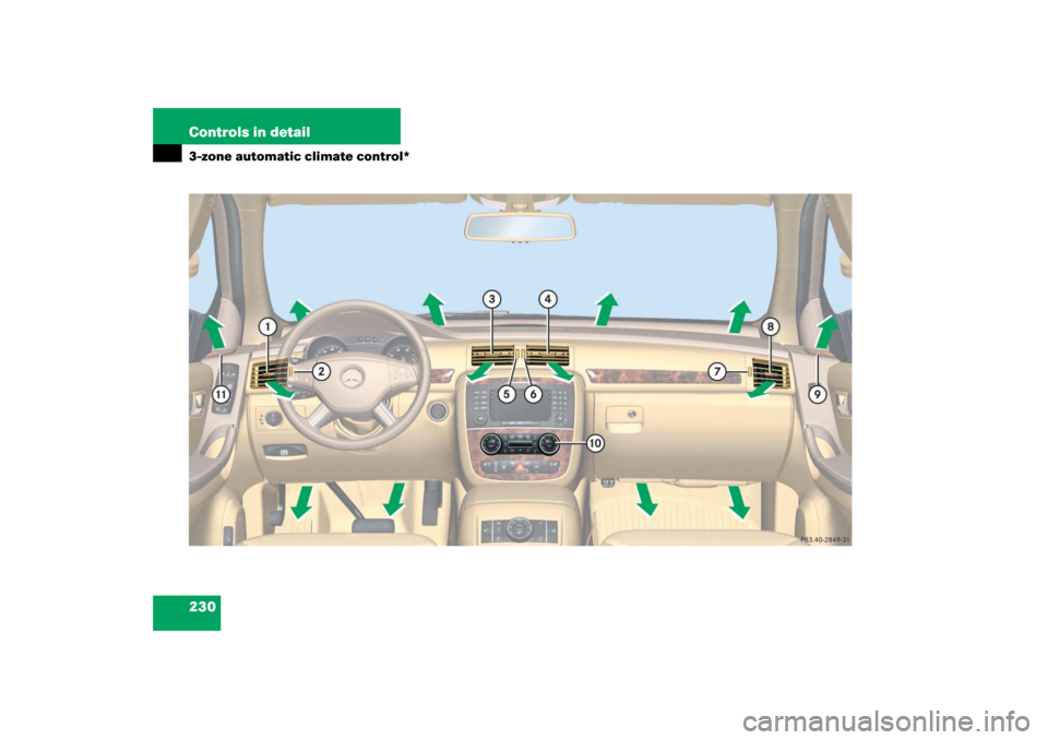 MERCEDES-BENZ R350 2006 W251 Owners Manual 230 Controls in detail3-zone automatic climate control* 