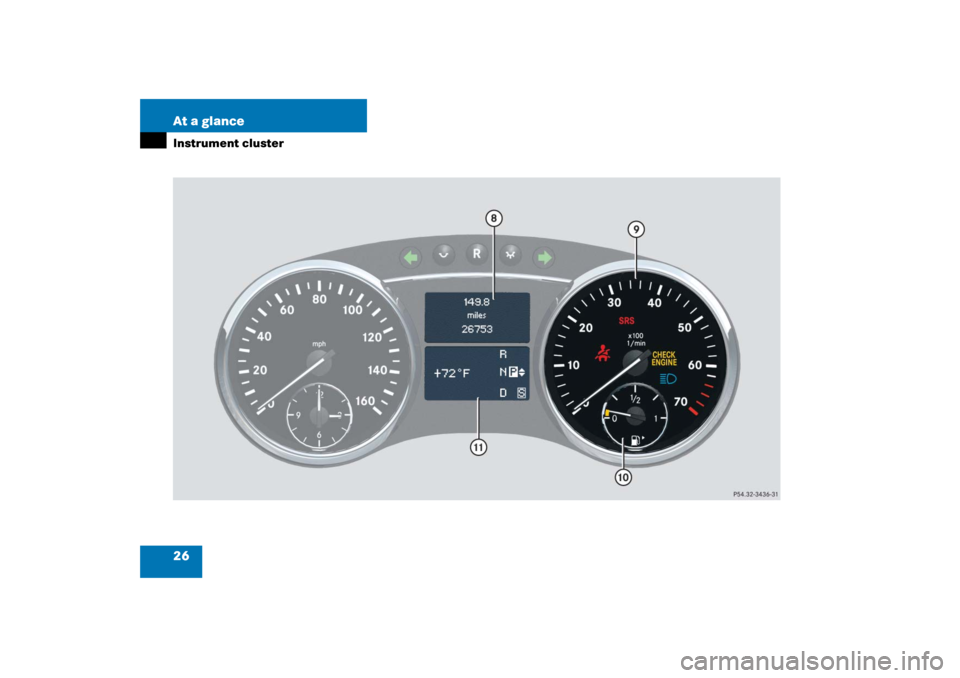 MERCEDES-BENZ R350 2006 W251 Owners Manual 26 At a glanceInstrument cluster 