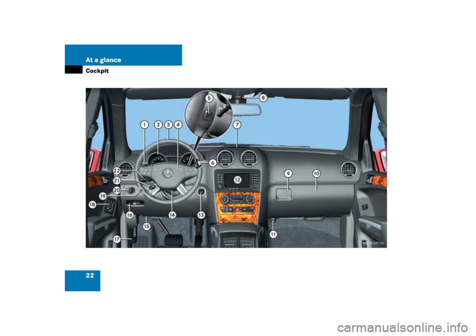 MERCEDES-BENZ ML500 2006 W163 Owners Manual 22 At a glanceCockpit 
