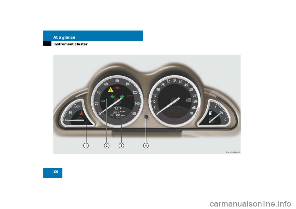 MERCEDES-BENZ SL65AMG 2007 R230 Owners Manual 26 At a glanceInstrument cluster 