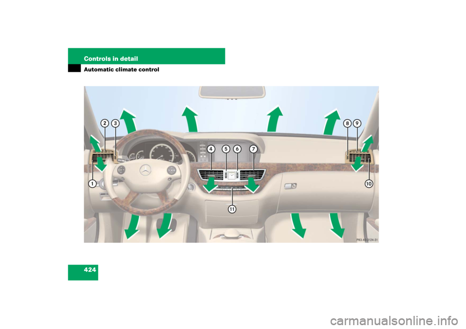 MERCEDES-BENZ S600 2007 W221 Owners Manual 424 Controls in detailAutomatic climate control 