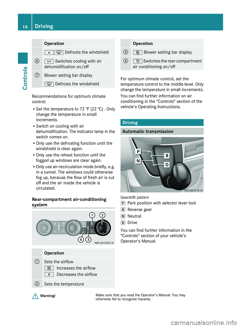 MERCEDES-BENZ SPRINTER 2010 MY10 Brief Instructions Operation00800087 Defrosts the windshield0087005C Switches cooling with air
dehumidification on/off006EBlower setting bar display0087 Defrosts the windshield
Recommendations for optimum climate
contr MERCEDES-BENZ SPRINTER 2010 MY10 Brief Instructions Operation00800087 Defrosts the windshield0087005C Switches cooling with air
dehumidification on/off006EBlower setting bar display0087 Defrosts the windshield
Recommendations for optimum climate
contr