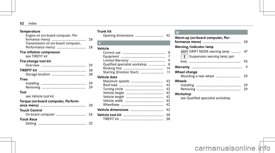 MERCEDES-BENZ E-CLASS SEDAN 2021 AMG Owners Manual Te
mp eratur e
En gine oil(on -boardcom puter,Pe r‐
fo rm anc emen u).... ........................ ........ 28
Tr ans miss ionoil(on -boardcom puter,
Pe rfor mance menu) ............................ MERCEDES-BENZ E-CLASS SEDAN 2021 AMG Owners Manual Te
mp eratur e
En gine oil(on -boardcom puter,Pe r‐
fo rm anc emen u).... ........................ ........ 28
Tr ans miss ionoil(on -boardcom puter,
Pe rfor mance menu) ............................