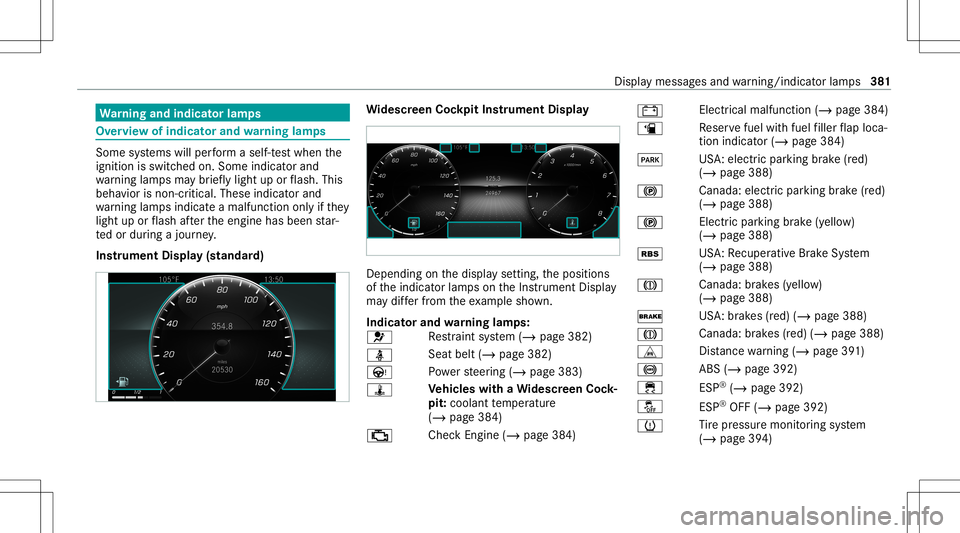 MERCEDES-BENZ CLA COUPE 2021 Owners Manual Wa
rning and indicat orlam ps Ov
ervie wof indicat orand warning lam ps Som
esy stems willperform aself -tes twhen the
ignit ionisswitc hedon.Som eindic ator and
wa rning lam psma ybr ief lylight upor MERCEDES-BENZ CLA COUPE 2021 Owners Manual Wa
rning and indicat orlam ps Ov
ervie wof indicat orand warning lam ps Som
esy stems willperform aself -tes twhen the
ignit ionisswitc hedon.Som eindic ator and
wa rning lam psma ybr ief lylight upor