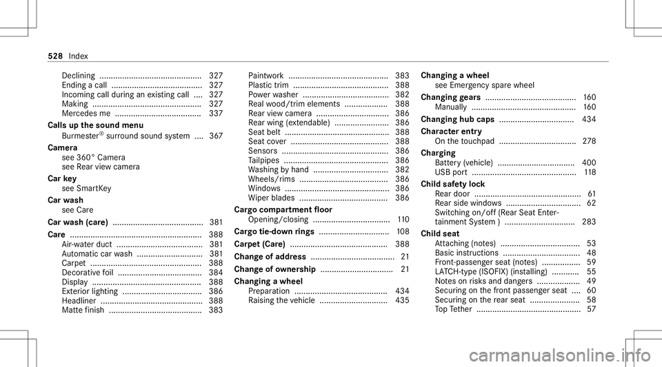 MERCEDES-BENZ AMG GT 4-DOOR COUPE 2020 AMG Owners Manual Decl
ining ............ ................................. 327
Endi ngacal l............ ............ ............ ....327
Incom ingcalldu ring anexistin gcall .... 327
Makin g......................... MERCEDES-BENZ AMG GT 4-DOOR COUPE 2020 AMG Owners Manual Decl
ining ............ ................................. 327
Endi ngacal l............ ............ ............ ....327
Incom ingcalldu ring anexistin gcall .... 327
Makin g.........................
