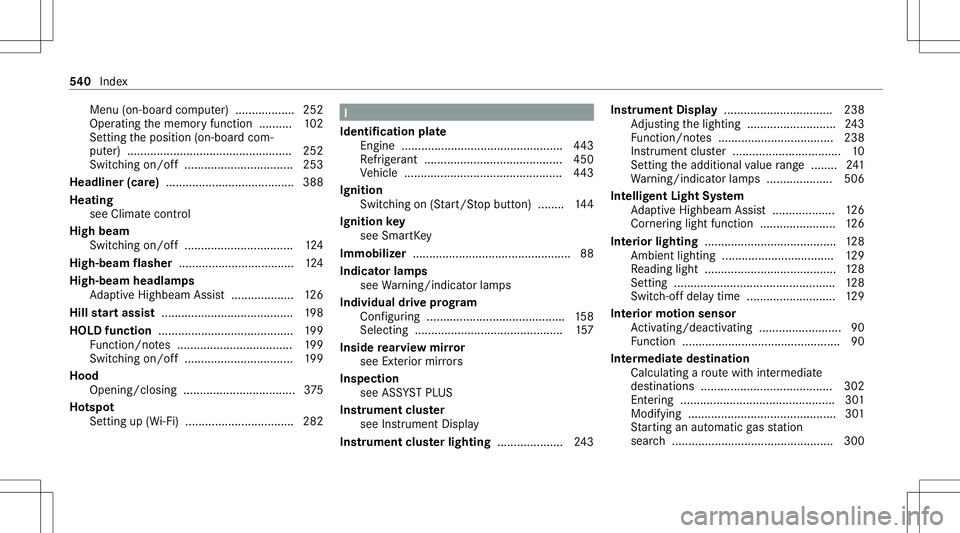 MERCEDES-BENZ AMG GT 4-DOOR COUPE 2020 AMG Owners Manual Menu
(on-boar dcom puter) .................. 252
Oper ating thememor yfunc tion ..........1 02
Se tting theposition (on-boar dcom‐
put er) ............................................. ..... 252
Swi MERCEDES-BENZ AMG GT 4-DOOR COUPE 2020 AMG Owners Manual Menu
(on-boar dcom puter) .................. 252
Oper ating thememor yfunc tion ..........1 02
Se tting theposition (on-boar dcom‐
put er) ............................................. ..... 252
Swi