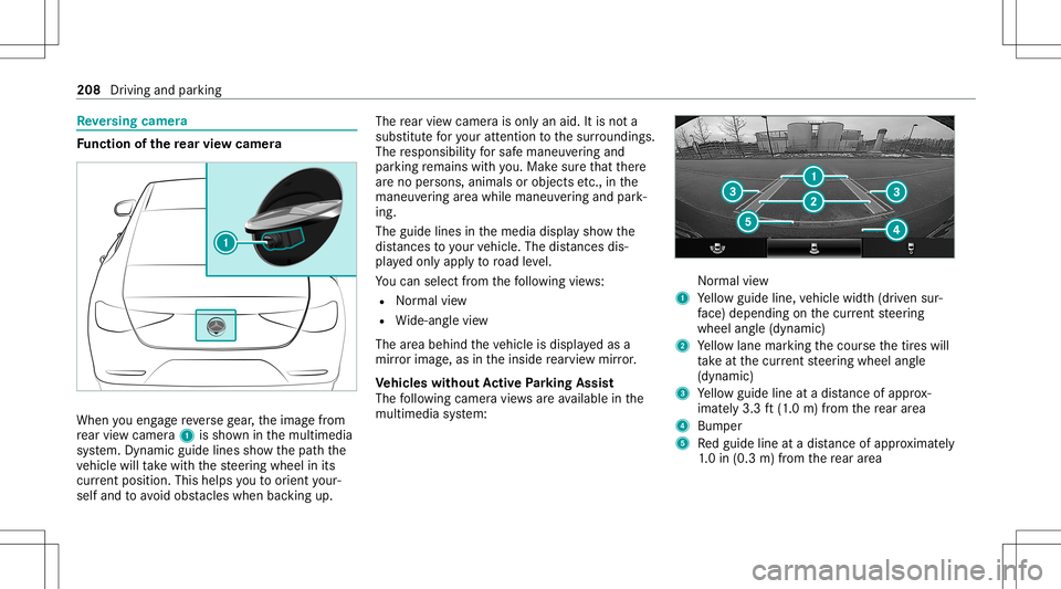 MERCEDES-BENZ GLS COUPE 2020  Owners Manual Re
versing camer a Fu
nction ofthere ar vie wcamer a When
youen gage reve rsege ar,th eimag efrom
re ar vie wcam era1 issho wninthemultimedia
sy stem. Dynamic guidelinesshowthepat hth e
ve hicle willt