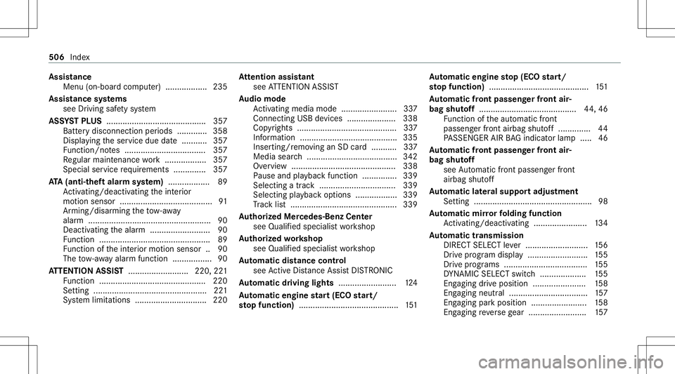 MERCEDES-BENZ GLS COUPE 2020  Owners Manual Assis
tance
Men u(on -boardco mp uter) .................. 235
Assis tance systems
see Drivin gsaf etysy stem
ASS YSTPL US <0011001100110011001100110011001100110011001100110011001100110011
001100110011