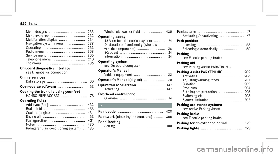 MERCEDES-BENZ GLS COUPE 2020  Owners Manual Menu
designs ...................................... 233
Menu overview .... ................................ 232
Multif unction displa y...................... .....2 34
Na vig ation system menu .......