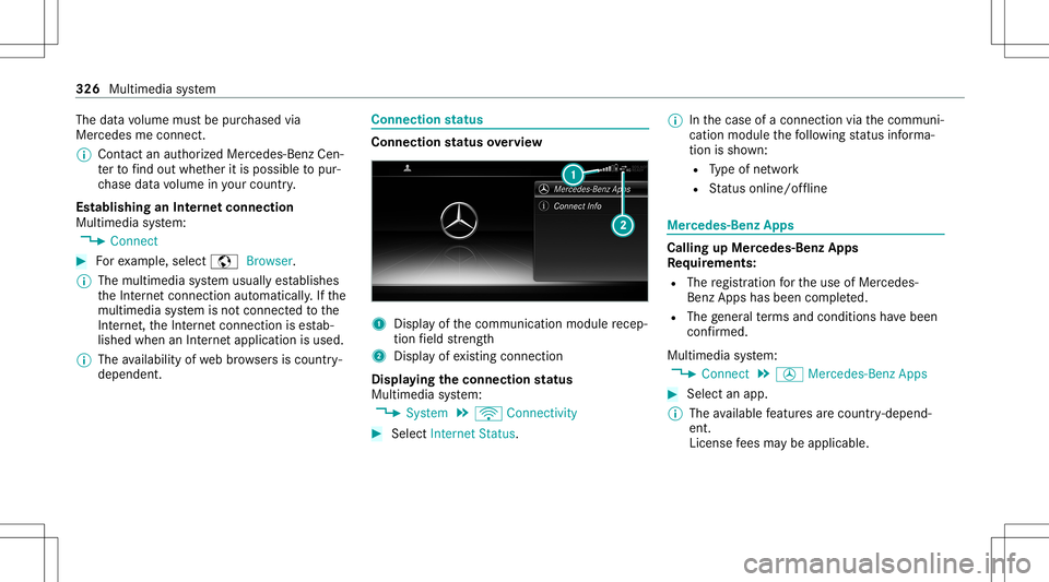 MERCEDES-BENZ S-CLASS COUPE 2020 Owners Manual The
datavo lume mustbe pur chased via
Mer cedesme connect.
% Con tact an author ized Mercedes-B enzCen‐
te rto find outwh ether itis possible topur‐
ch ase datavo lume inyour count ry.
Es tablish MERCEDES-BENZ S-CLASS COUPE 2020 Owners Manual The
datavo lume mustbe pur chased via
Mer cedesme connect.
% Con tact an author ized Mercedes-B enzCen‐
te rto find outwh ether itis possible topur‐
ch ase datavo lume inyour count ry.
Es tablish