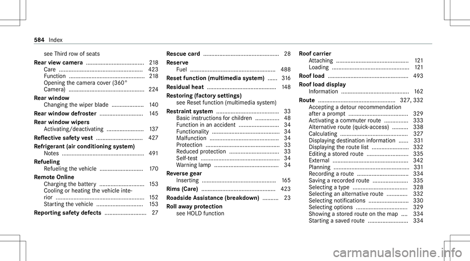 MERCEDES-BENZ GLB SUV 2020  Owners Manual see
Thirdrow ofseats
Re ar vie wcamer a....... .............................218
Car e.................................................... 423
Fu nctio n<00110011001100110011001100110011001100110011001