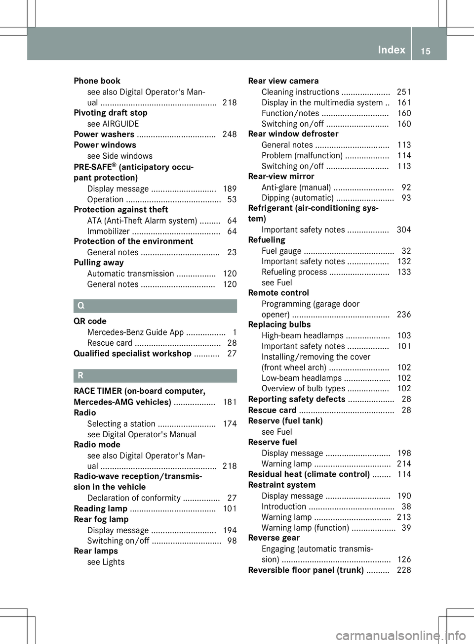 MERCEDES-BENZ SLC ROADSTER 2020 Owners Manual Phone
book
see also Digital Operator's Man-
ual .................................................. 218
Pivoting draftstop
see AIRGUIDE
Power washers ..................................2 48
Pow erwi MERCEDES-BENZ SLC ROADSTER 2020 Owners Manual Phone
book
see also Digital Operator's Man-
ual .................................................. 218
Pivoting draftstop
see AIRGUIDE
Power washers ..................................2 48
Pow erwi