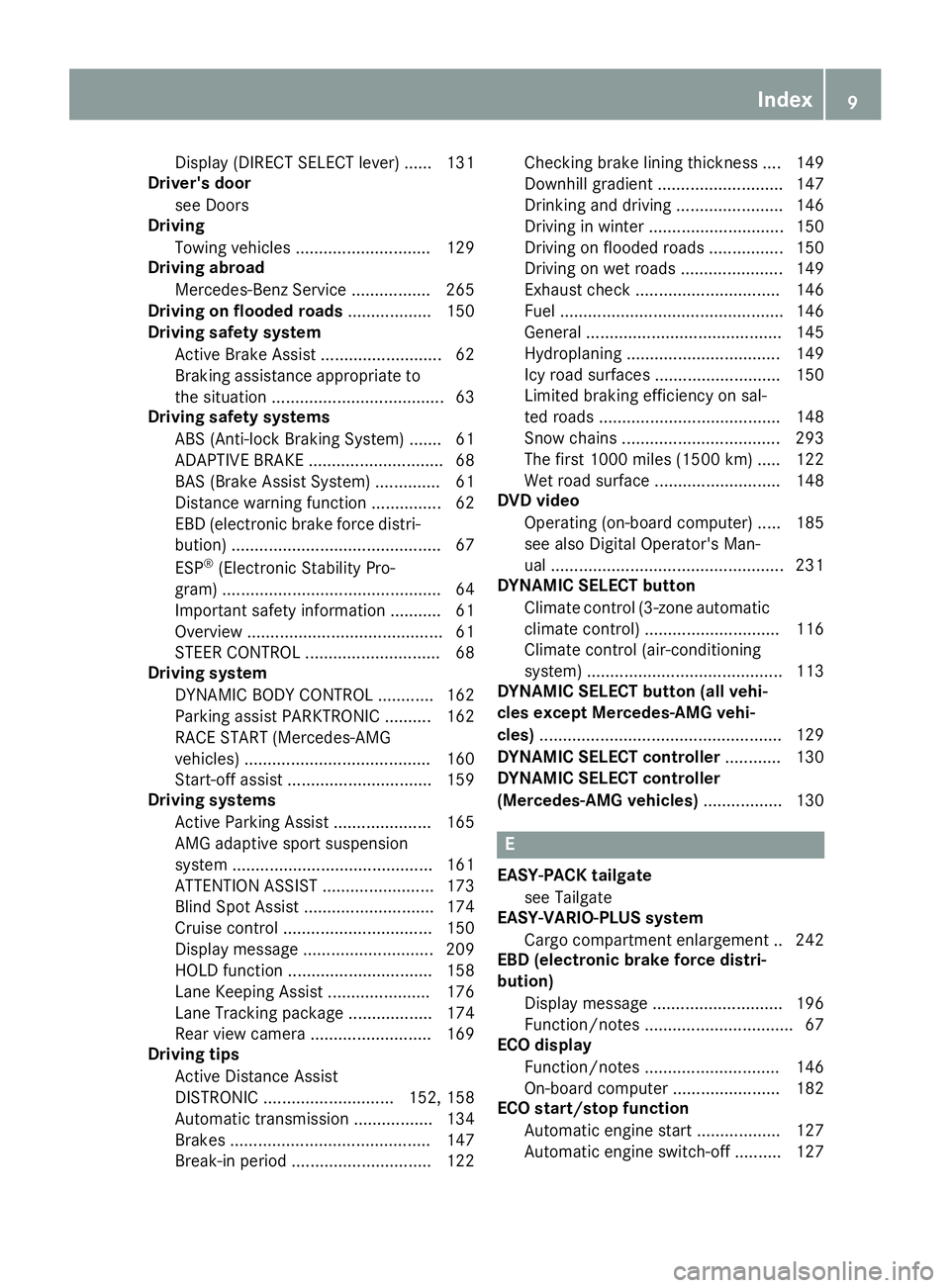 MERCEDES-BENZ CLA COUPE 2019  Owners Manual Dis
play (DIREC TSELEC Tlever )...... 131
Dri ver's doo r
se eDoo rs
Dri ving
To wing veh icles ............ .................129
Dri ving abro ad
Me rce des-Be nzServ ice............ .....265
Dri