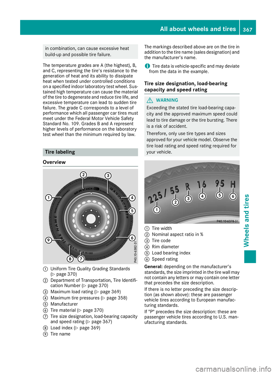 MERCEDES-BENZ GLS SUV 2019 Owners Manual in combination, can cause excessive heat
build-up and possible tire failure.
The temperature grades are A (the highest), B,
and C, representing the tire's resistance to the
generation of heat and MERCEDES-BENZ GLS SUV 2019 Owners Manual in combination, can cause excessive heat
build-up and possible tire failure.
The temperature grades are A (the highest), B,
and C, representing the tire's resistance to the
generation of heat and