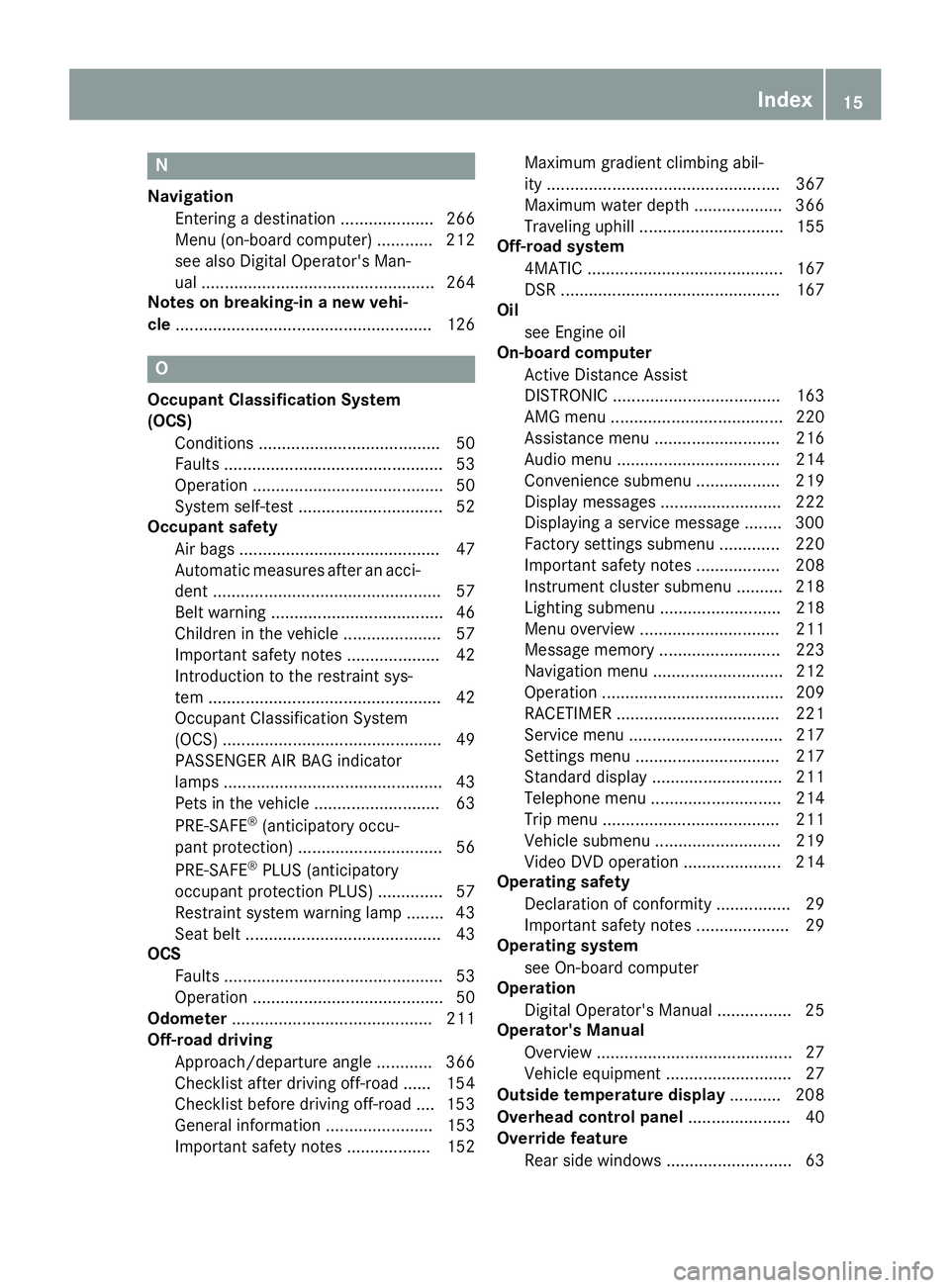 MERCEDES-BENZ GLE COUPE 2019 Owners Manual N
Navigation Entering a destination .................... 266
Menu (on-board computer) ............ 212
see also Digital Operator's Man-
ua l.................................................. 264
N MERCEDES-BENZ GLE COUPE 2019 Owners Manual N
Navigation Entering a destination .................... 266
Menu (on-board computer) ............ 212
see also Digital Operator's Man-
ua l.................................................. 264
N
