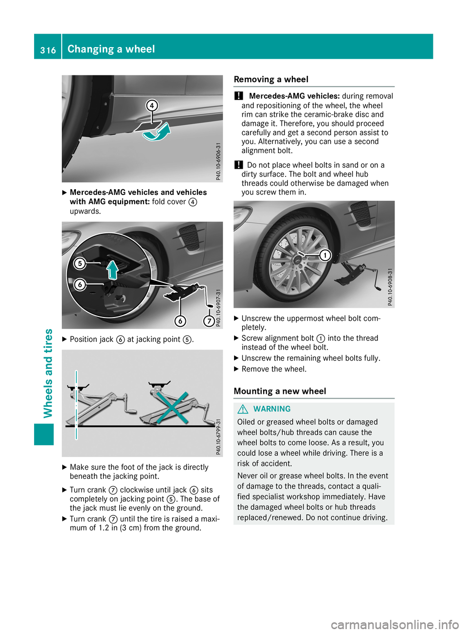 MERCEDES-BENZ SL ROADSTER 2019 Owners Manual X
Merce
des-AMGvehic lesand vehic les
with AMG equipment: foldcover 0085
upw ards. X
Posi tion jack 0084atjacking point0083. X
Make surethefoot ofthe jack isdirectly
benea ththe jacking point.
X Turn MERCEDES-BENZ SL ROADSTER 2019 Owners Manual X
Merce
des-AMGvehic lesand vehic les
with AMG equipment: foldcover 0085
upw ards. X
Posi tion jack 0084atjacking point0083. X
Make surethefoot ofthe jack isdirectly
benea ththe jacking point.
X Turn