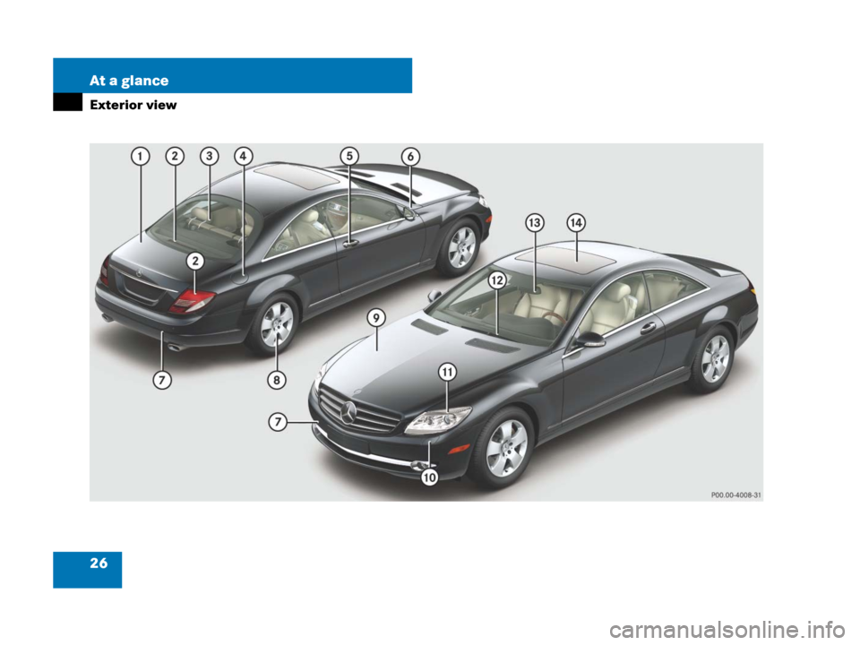 MERCEDES-BENZ CL600 2007 C216 Owners Manual 26 At a glance
Exterior view 