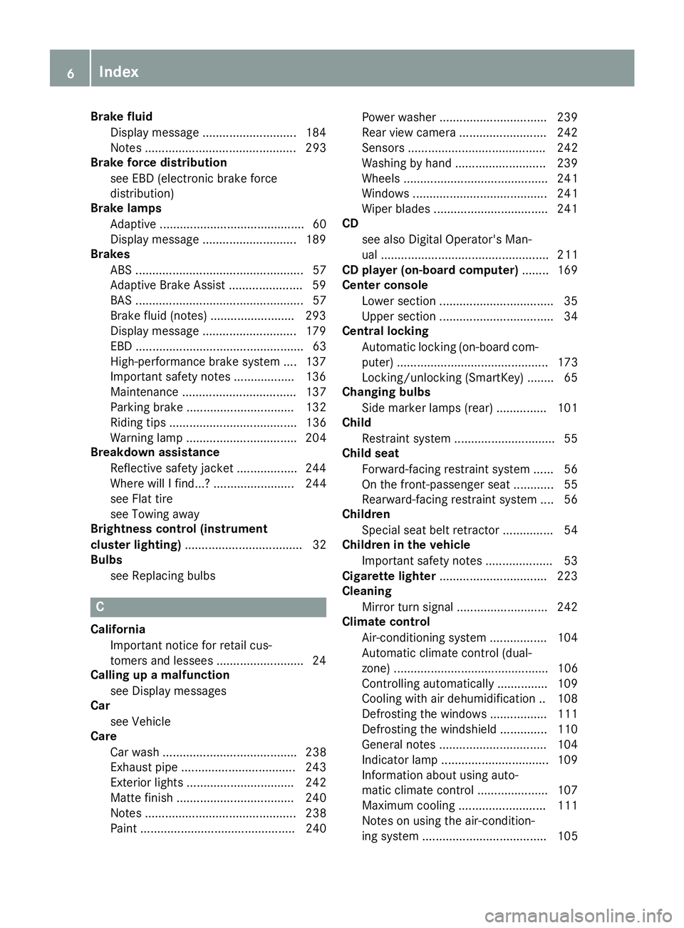 MERCEDES-BENZ SLC ROADSTER 2018 Owners Manual Brake fluidDispla ymessage ............................ 184
Notes. ............................................ 293
Brake forc edistribution
see EBD (electronicb rake force
distribution)
Brake lamps
A MERCEDES-BENZ SLC ROADSTER 2018 Owners Manual Brake fluidDispla ymessage ............................ 184
Notes. ............................................ 293
Brake forc edistribution
see EBD (electronicb rake force
distribution)
Brake lamps
A