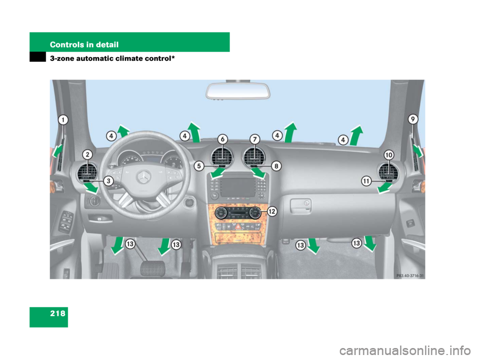 MERCEDES-BENZ ML63AMG 2008 W164 Owners Manual 218 Controls in detail
3-zone automatic climate control* 