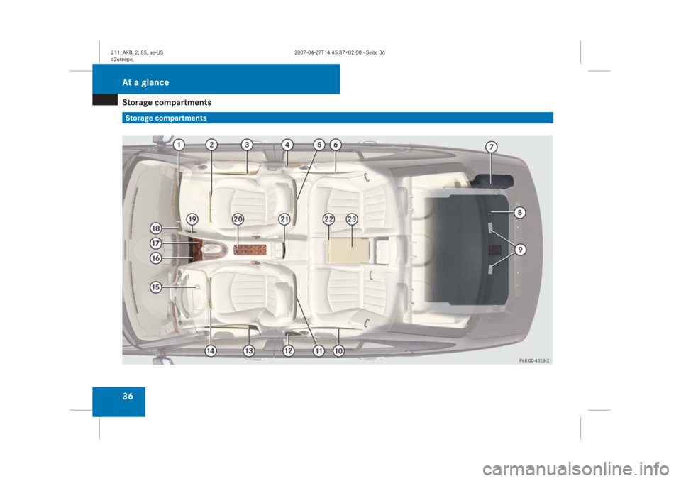 MERCEDES-BENZ E63AMG 2008 W211 Owners Manual �6�W�R�U�D�J�H��F�R�P�S�D�U�W�P�H�Q�W�V���6�W�R�U�D�J�H��F�R�P�S�D�U�W�P�H�Q�W�V�$�W��D��J�O�D�Q�F�H
����B�$�.�%����������D�H��8�6
�G��X�U�H�H�S�H������������7�����