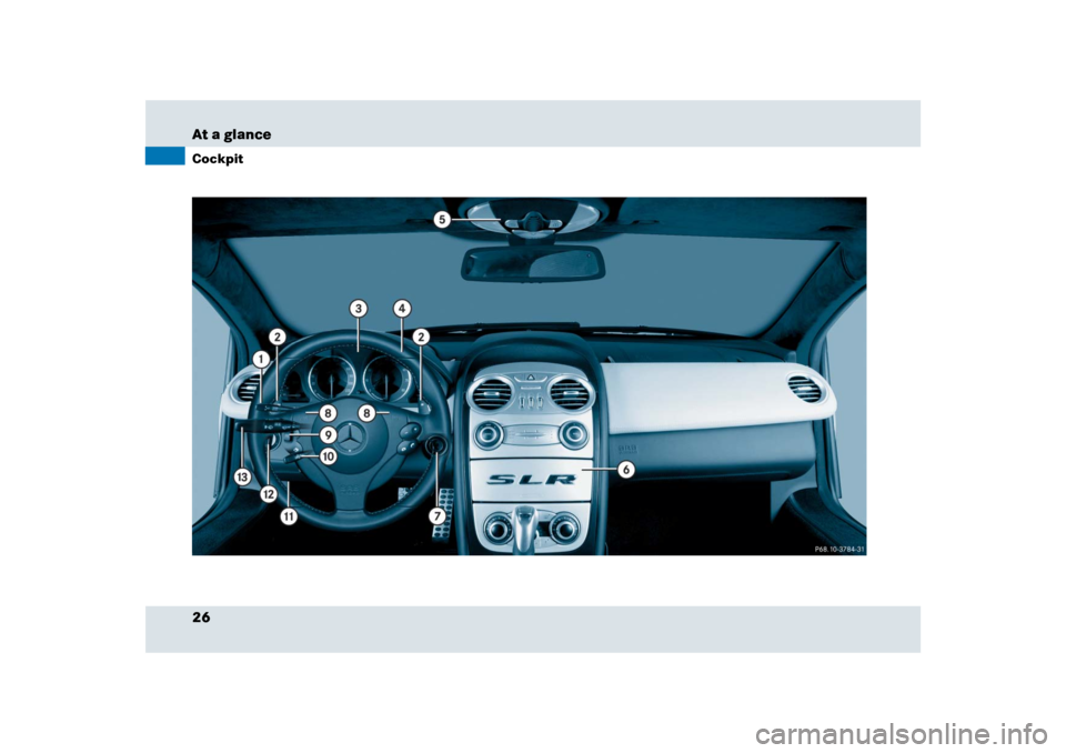 MERCEDES-BENZ SLR 2009 R199 Owners Manual 26 At a glanceCockpit 