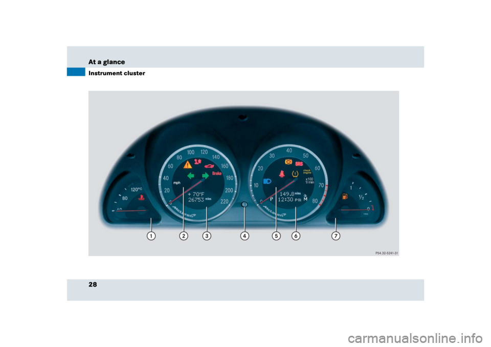 MERCEDES-BENZ SLR 2009 R199 Owners Manual 28 At a glanceInstrument cluster 