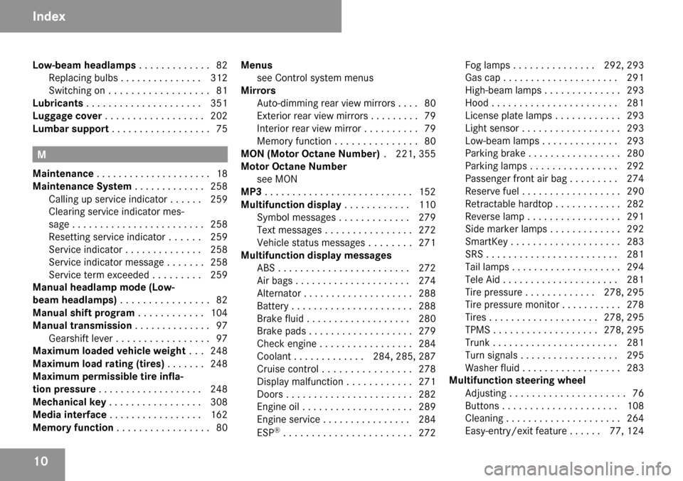 MERCEDES-BENZ SLK280 2009 R171 Owners Manual 