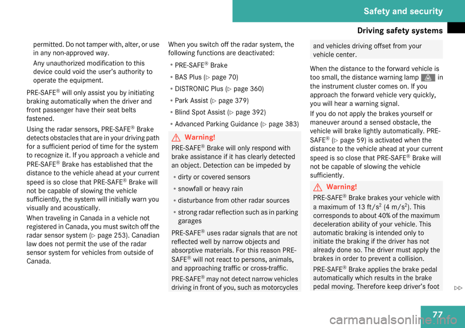 MERCEDES-BENZ S65AMG 2009 W221 Owners Manual 