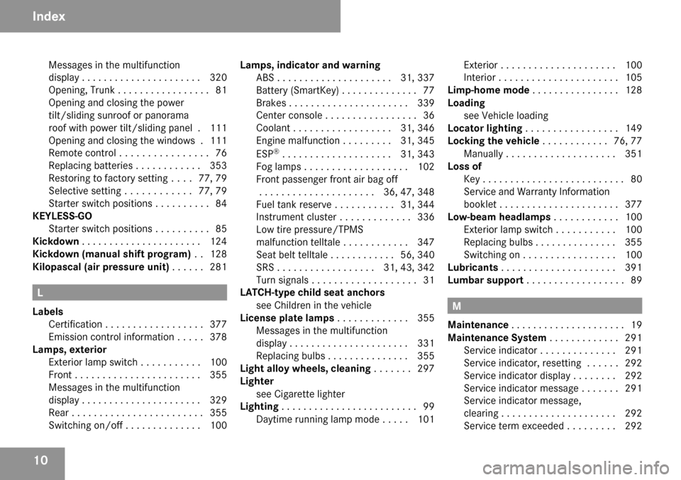 MERCEDES-BENZ C300 4MATIC 2009 W204 Owners Manual 