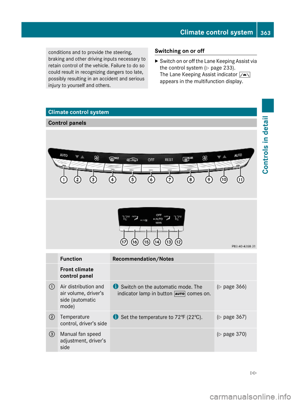 MERCEDES-BENZ S600 2010 W221 Owners Manual conditions and to provide the steering,
braking and other driving inputs necessary to
retain control of the vehicle. Failure to do so
could result in recognizing dangers too late,
possibly resulting i