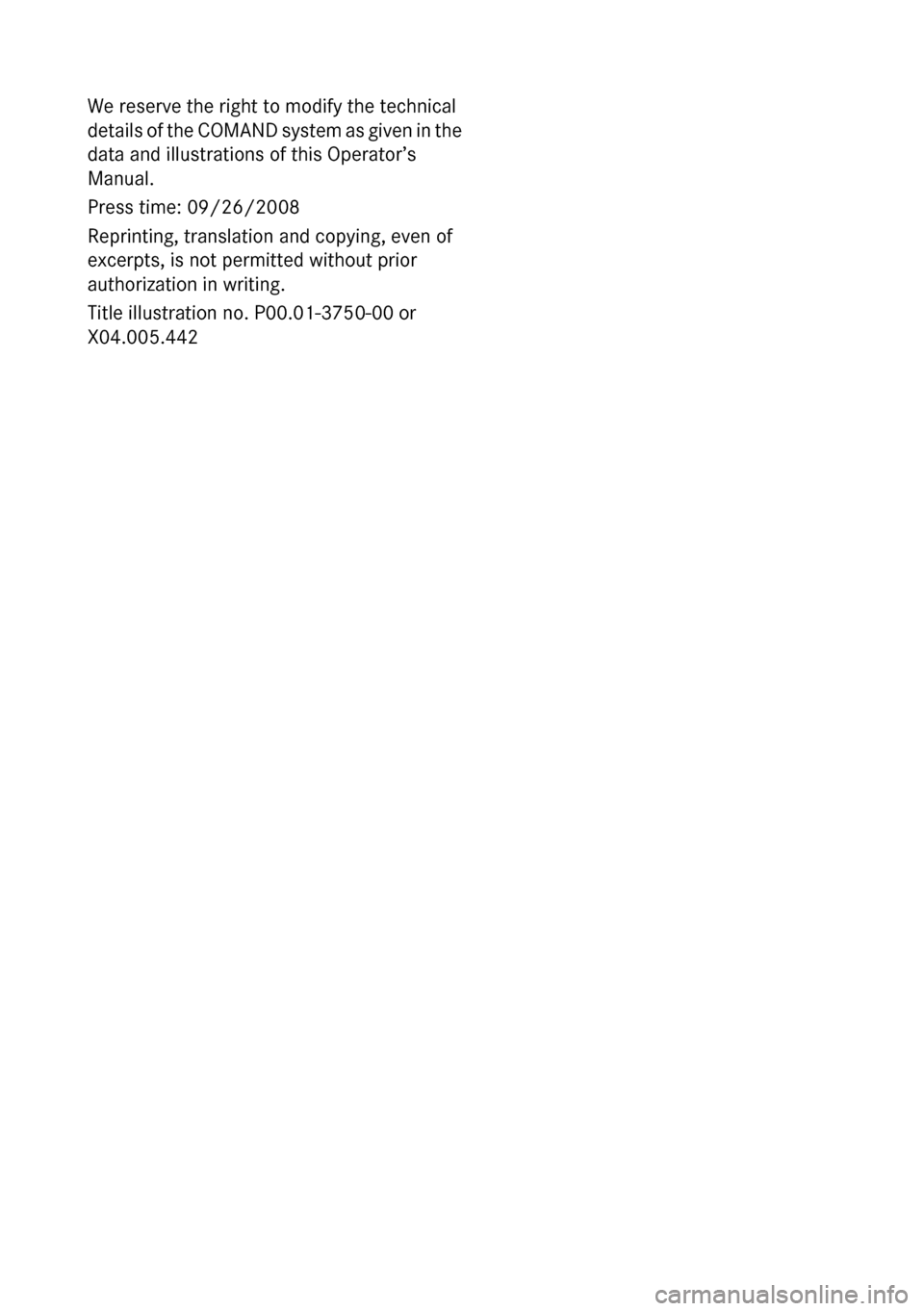 MERCEDES-BENZ C-Class 2010 W204 Comand Manual 