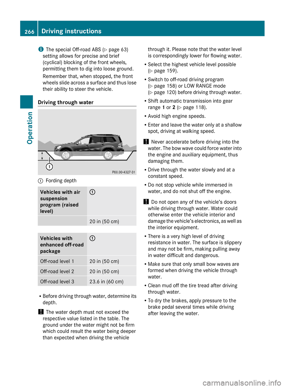 MERCEDES-BENZ GL450 2010 X164 Owners Manual iThe special Off-road ABS (Y page 63)
setting allows for precise and brief
(cyclical) blocking of the front wheels,
permitting them to dig into loose ground.
Remember that, when stopped, the front
whe MERCEDES-BENZ GL450 2010 X164 Owners Manual iThe special Off-road ABS (Y page 63)
setting allows for precise and brief
(cyclical) blocking of the front wheels,
permitting them to dig into loose ground.
Remember that, when stopped, the front
whe
