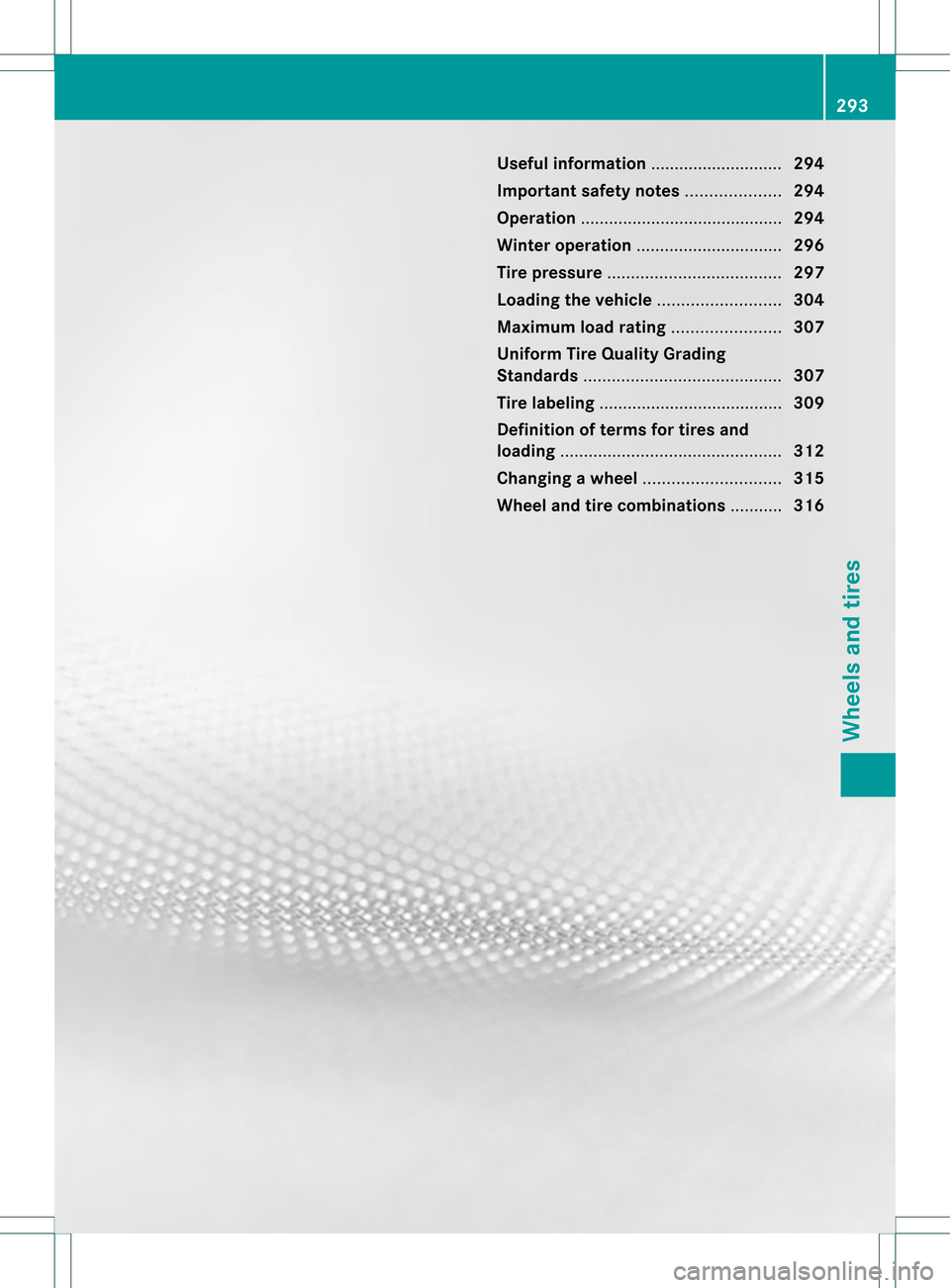 MERCEDES-BENZ SLK350 2012 R172 Owners Manual Useful information
............................294
Important safety notes ....................294
Operation ........................................... 294
Winter operation ...........................