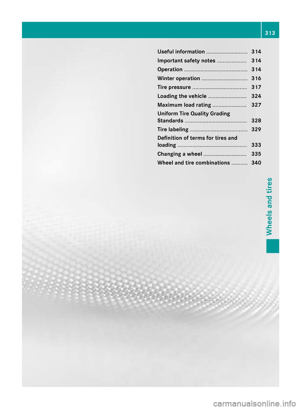 MERCEDES-BENZ CLA-Class 2014 C117 Owners Manual Useful information
............................314
Important safety notes ....................314
Operation ........................................... 314
Winter operation ...........................