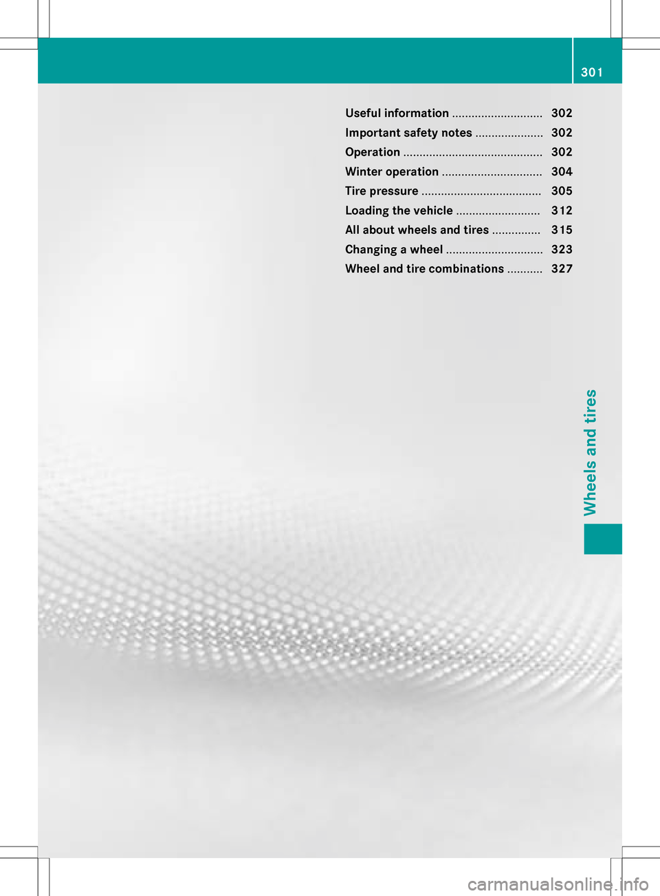 MERCEDES-BENZ B-Class ELECTRIC 2016 W246 Owners Manual Useful information............................302
Important safety notes .....................302
Operation ........................................... 302
Winter operation ...........................