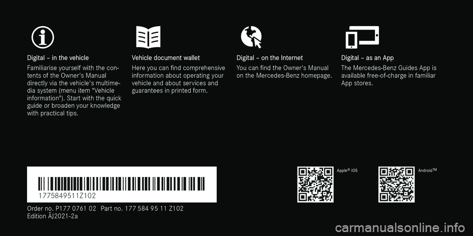 MERCEDES-BENZ A-CLASS HATCHBACK 2021  Owners Manual 
