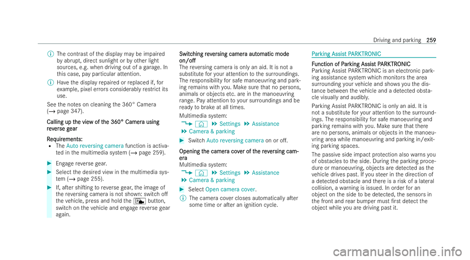 MERCEDES-BENZ AMG GT COUPE 2021 Owners Manual %
The cont rast of the display may be impaired
by abrupt, direct sunlight or by other light
sources, e.g. when driving out of a garage . In
th is case, pay particular attention.
% Have the display rep MERCEDES-BENZ AMG GT COUPE 2021 Owners Manual %
The cont rast of the display may be impaired
by abrupt, direct sunlight or by other light
sources, e.g. when driving out of a garage . In
th is case, pay particular attention.
% Have the display rep
