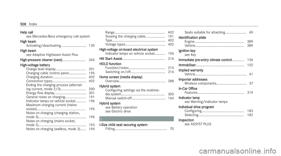 MERCEDES-BENZ AMG GT COUPE 2021 Owners Manual Help call
Help call
see Mercedes-Benz eme rgency call system
High beam
High beam Activating/deactivating.......................... 135
High beam
High beam
see Adaptive Highbeam Assist Plus
High-pr
Hig MERCEDES-BENZ AMG GT COUPE 2021 Owners Manual Help call
Help call
see Mercedes-Benz eme rgency call system
High beam
High beam Activating/deactivating.......................... 135
High beam
High beam
see Adaptive Highbeam Assist Plus
High-pr
Hig