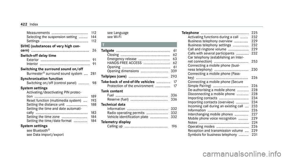 MERCEDES-BENZ AMG GT COUPE 2020 Owners Manual Measurements .....................................1
12
Selecting the suspension setting ......... 14 4
Settings ................................................ 11 2
SV HC (substances of very high con MERCEDES-BENZ AMG GT COUPE 2020 Owners Manual Measurements .....................................1
12
Selecting the suspension setting ......... 14 4
Settings ................................................ 11 2
SV HC (substances of very high con