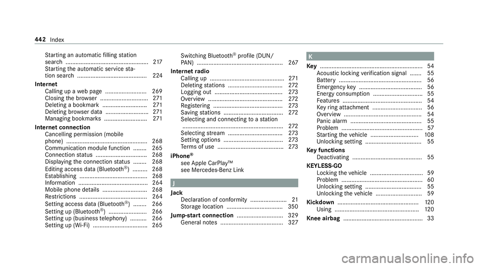 MERCEDES-BENZ AMG GT COUPE 2018 Owners Manual St
arting an automatic filling station
sear ch.................................................. 217
St arting the automatic service sta‐
tion sear ch.......................................... 224
I MERCEDES-BENZ AMG GT COUPE 2018 Owners Manual St
arting an automatic filling station
sear ch.................................................. 217
St arting the automatic service sta‐
tion sear ch.......................................... 224
I