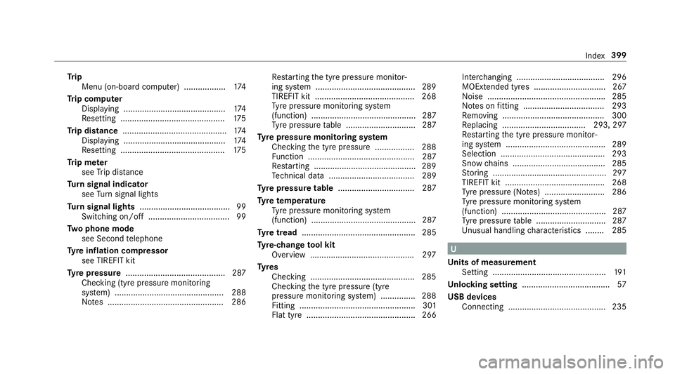 MERCEDES-BENZ AMG GT ROADSTER 2018  Owners Manual Tr
ip
Menu (on-board computer) .................. 174
Tr ip computer
Displaying ............................................ 174
Re setting ............................................. 175
Tr ip dist